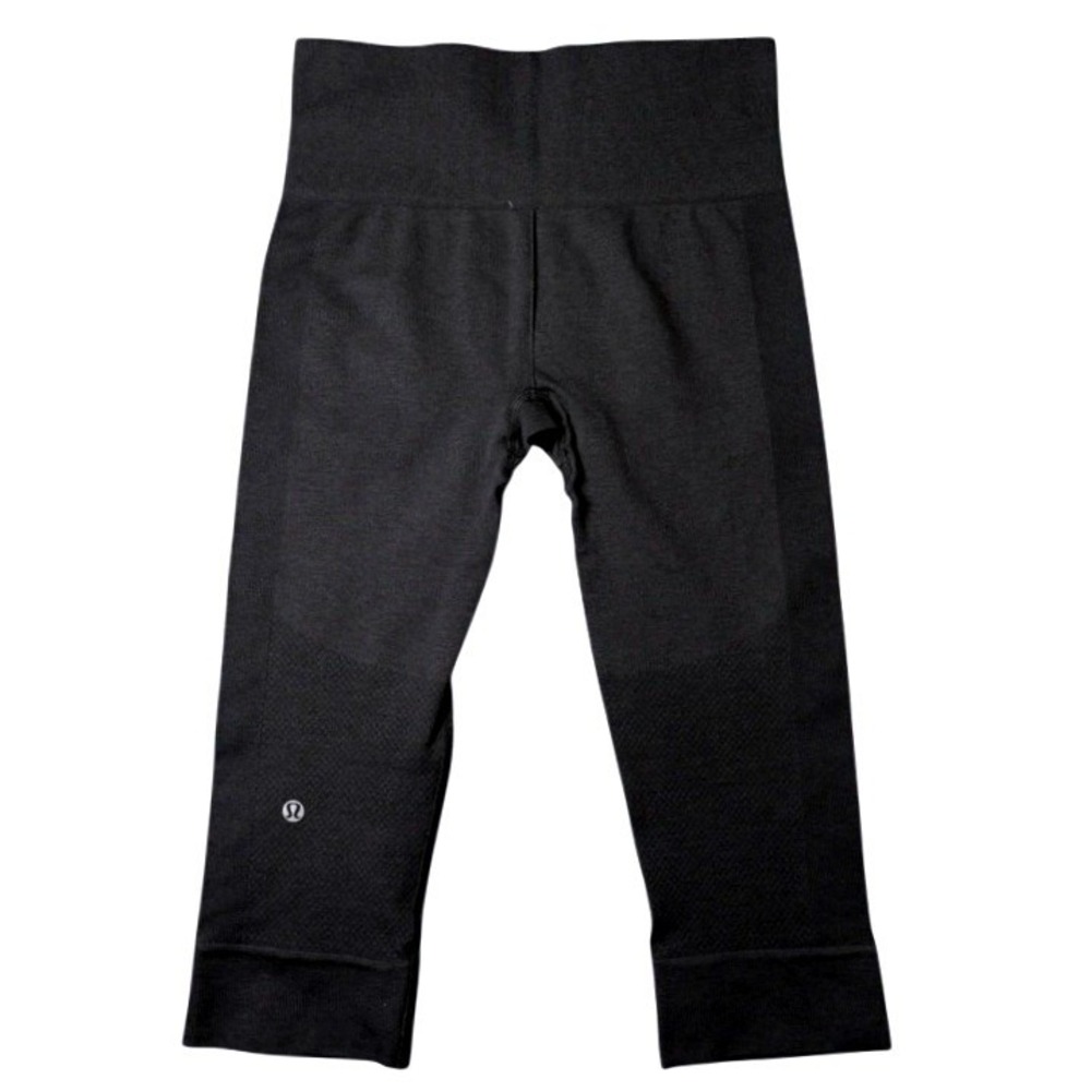 Lululemon Seamlessly Street Crop Legging Heathered Blk Sz 4 Capri Diamond Gusset